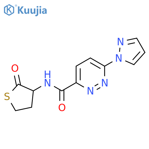 N-(2-oxothiolan-3-yl)-6-(1H-pyrazol-1-yl)pyridazine-3-carboxamide structure