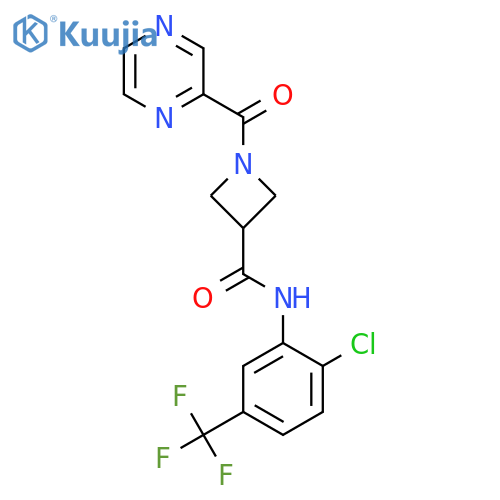 N-2-chloro-5-(trifluoromethyl)phenyl-1-(pyrazine-2-carbonyl)azetidine-3-carboxamide structure