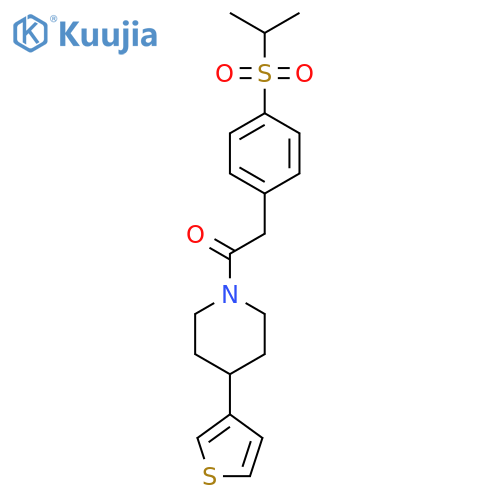 2-4-(propane-2-sulfonyl)phenyl-1-4-(thiophen-3-yl)piperidin-1-ylethan-1-one structure