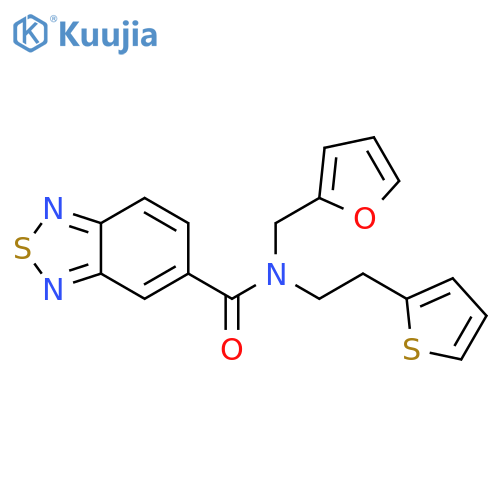 N-(furan-2-yl)methyl-N-2-(thiophen-2-yl)ethyl-2,1,3-benzothiadiazole-5-carboxamide structure