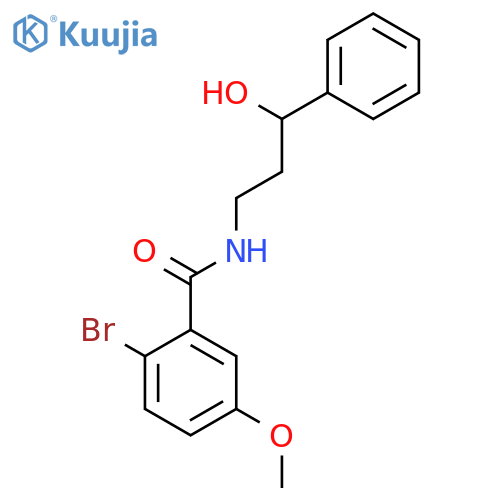 2-bromo-N-(3-hydroxy-3-phenylpropyl)-5-methoxybenzamide structure