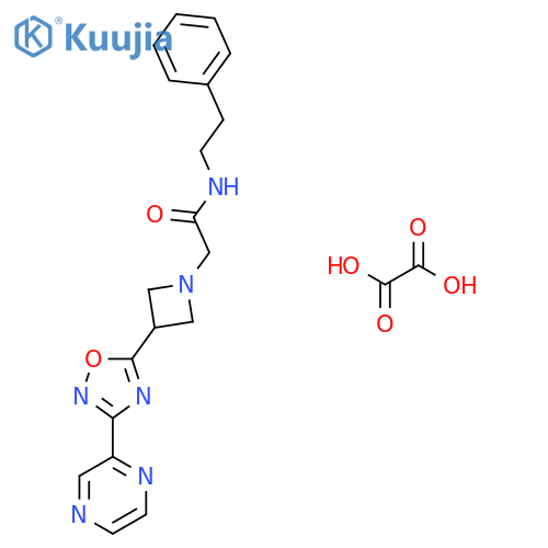 N-(2-phenylethyl)-2-{3-3-(pyrazin-2-yl)-1,2,4-oxadiazol-5-ylazetidin-1-yl}acetamide; oxalic acid structure