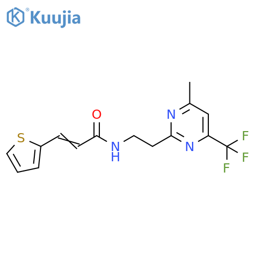 (2E)-N-{2-[4-methyl-6-(trifluoromethyl)pyrimidin-2-yl]ethyl}-3-(thiophen-2-yl)prop-2-enamide structure