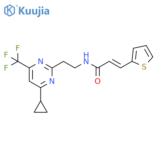 (2E)-N-{2-[4-cyclopropyl-6-(trifluoromethyl)pyrimidin-2-yl]ethyl}-3-(thiophen-2-yl)prop-2-enamide structure