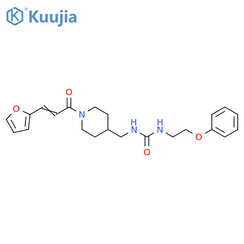 3-({1-[(2E)-3-(furan-2-yl)prop-2-enoyl]piperidin-4-yl}methyl)-1-(2-phenoxyethyl)urea structure