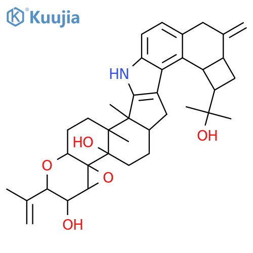 2H,4bH-Cyclobuta[5,6]benz[1,2-e]oxireno[4',4'a]-1-benzopyrano[5',6':6,7]indeno[1,2-b]indole-3,4b-diol,3,3a,5,6,6a,7,7d,8,9,9a,10,11,14,14b,14c,15,16,16a-octadecahydro-8-(1-hydroxy-1-methylethyl)-14b,14c-dimethyl-10-methylene-2-(1-methylethenyl)-,(2R,3S,3aR,4aS,4bS,6aS,7dS,8S,9aS,14bS,14cR,16aS)- (9CI) structure
