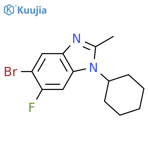 5-Bromo-1-cyclohexyl-6-fluoro-2-methyl-1,3-benzodiazole structure