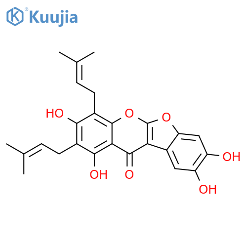 11H-Benzofuro[2,3-b][1]benzopyran-11-one,1,3,8,9-tetrahydroxy-2,4-bis(3-methyl-2-buten-1-yl)- structure