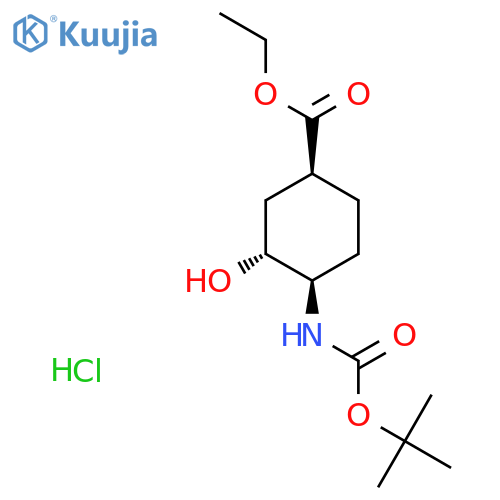 ethyl (1S,3R,4R)-4-{[(tert-butoxy)carbonyl]amino}-3-hydroxycyclohexane-1-carboxylate hydrochloride structure
