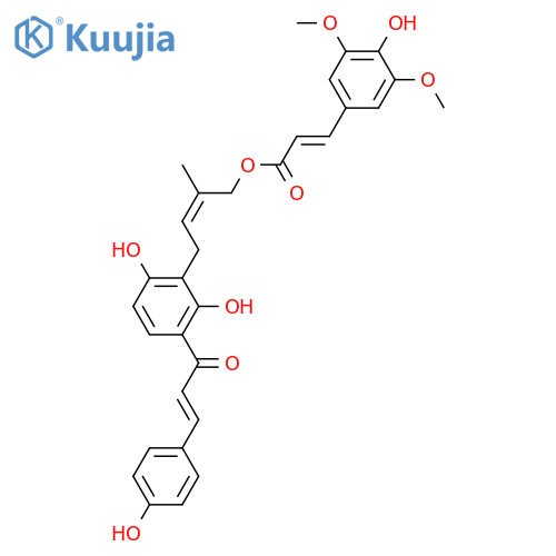 2',4,4'-Trihydroxy-3'-prenylchalcone; (E)-form, 4''-O-(4-Hydroxy-3,5-dimethoxy-Z-cinnamoyloxy)(3''E-) structure