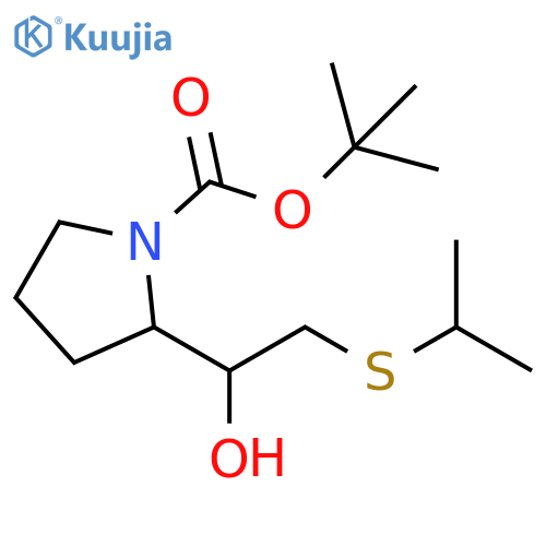 1-Pyrrolidinecarboxylic acid, 2-[1-hydroxy-2-[(1-methylethyl)thio]ethyl]-,1,1-dimethylethyl ester structure