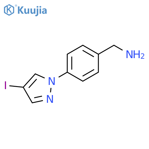 4-(4-iodo-1H-pyrazol-1-yl)phenylmethanamine structure