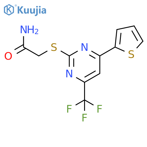 2-[4-thiophen-2-yl-6-(trifluoromethyl)pyrimidin-2-yl]sulfanylacetamide structure