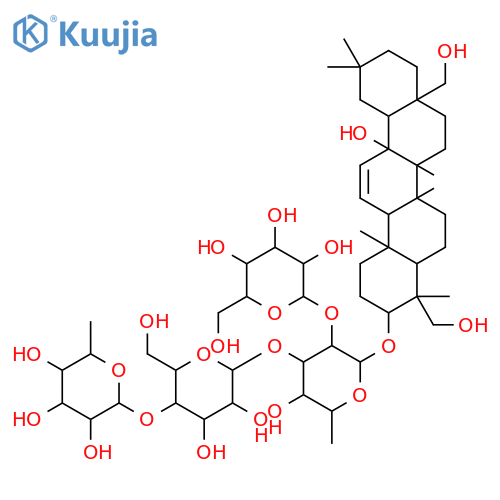 b-D-Galactopyranoside, (3b,4a,13x)-13,23,28-trihydroxyolean-11-en-3-yl O-6-deoxy-a-L-mannopyranosyl-(1&reg;4)-O-b-D-glucopyranosyl-(1&reg;3)-O-[b-D-glucopyranosyl-(1&reg;2)]-6-deoxy- (9CI) structure