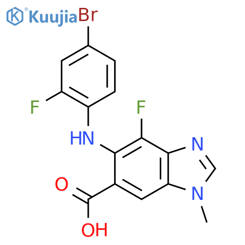 5-[(4-bromo-2-fluorophenyl)amino]-4-fluoro-1-methyl-1H-1,3-benzodiazole-6-carboxylic acid structure