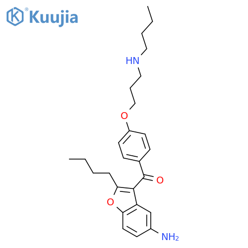 (5-\u200bAmino-\u200b2-\u200bbutyl-\u200b3-\u200bbenzofuranyl)\u200b4-\u200b3-\u200b(butylamino)\u200bpropoxy\u200bphenyl\u200bmethanone structure
