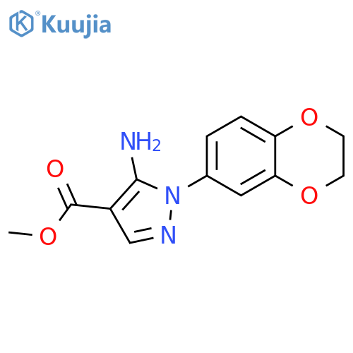 5-Amino-1-(2,3-dihydro-benzo[1,4]dioxin-6-yl)-1H-pyrazole-4-carboxylic acid methyl ester structure
