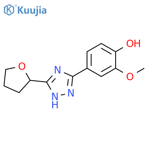 2-Methoxy-4-[5-(tetrahydro-furan-2-yl)-2H-[1,2,4]triazol-3-yl]-phenol structure