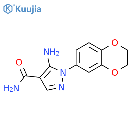 5-Amino-1-(2,3-dihydro-benzo[1,4]dioxin-6-yl)-1H-pyrazole-4-carboxylic acid amide structure