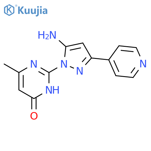 2-(5-Amino-3-pyridin-4-yl-pyrazol-1-yl)-6-methyl-3H-pyrimidin-4-one structure