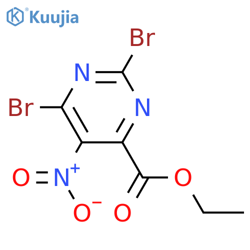 2,6-dibromo-5-nitro-4-pyrimidinecarboxylic acid ethyl ester structure