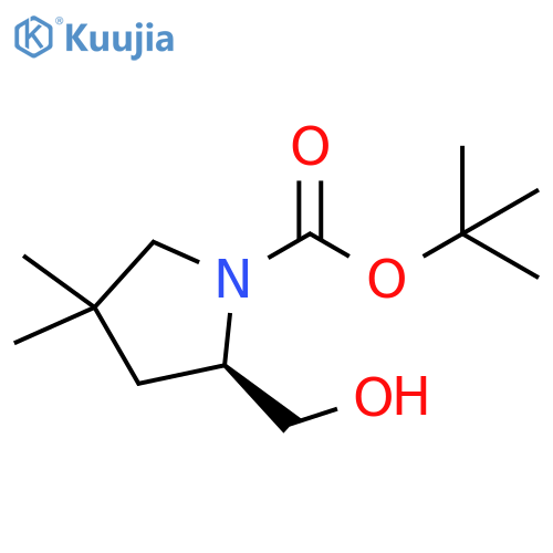 (R)-tert-butyl 2-(hydroxymethyl)-4,4-dimethylpyrrolidine-1-carboxylate structure