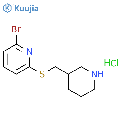 2-Bromo-6-((piperidin-3-ylmethyl)thio)pyridine hydrochloride structure