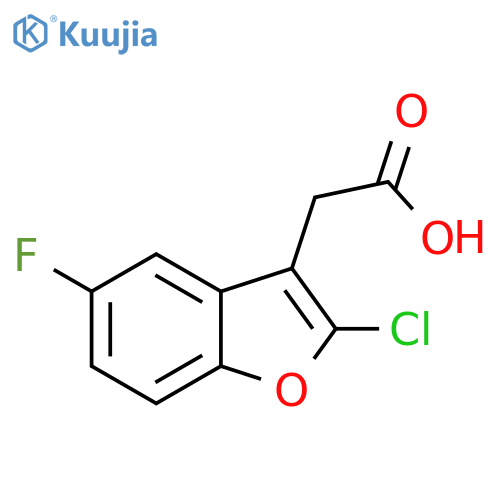 (2-Chloro-5-fluoro-benzofuran-3-yl)-acetic acid structure