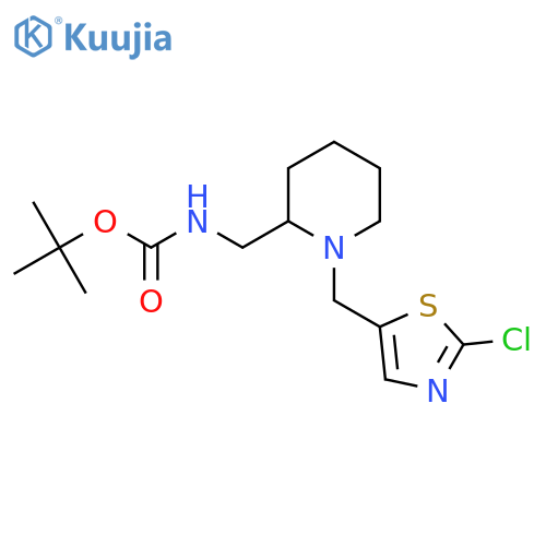 Tert-butyl ((1-((2-chlorothiazol-5-yl)methyl)piperidin-2-yl)methyl)carbamate structure