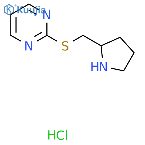 2-[(pyrrolidin-2-ylmethyl)sulfanyl]pyrimidine hydrochloride structure