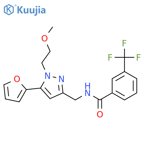 N-{[5-(furan-2-yl)-1-(2-methoxyethyl)-1H-pyrazol-3-yl]methyl}-3-(trifluoromethyl)benzamide structure