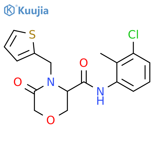 N-(3-chloro-2-methylphenyl)-5-oxo-4-[(thiophen-2-yl)methyl]morpholine-3-carboxamide structure