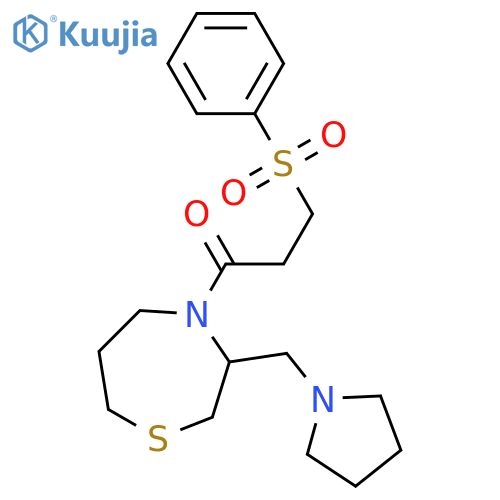 3-(benzenesulfonyl)-1-{3-[(pyrrolidin-1-yl)methyl]-1,4-thiazepan-4-yl}propan-1-one structure