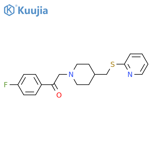 2-(4-fluorophenyl)-1-{4-[(pyridin-2-ylsulfanyl)methyl]piperidin-1-yl}ethan-1-one structure