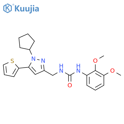 3-{[1-cyclopentyl-5-(thiophen-2-yl)-1H-pyrazol-3-yl]methyl}-1-(2,3-dimethoxyphenyl)urea structure