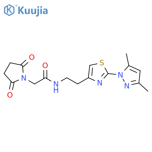 N-{2-[2-(3,5-dimethyl-1H-pyrazol-1-yl)-1,3-thiazol-4-yl]ethyl}-2-(2,5-dioxopyrrolidin-1-yl)acetamide structure