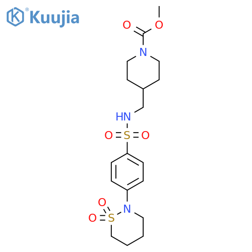 methyl 4-{4-(1,1-dioxo-1lambda6,2-thiazinan-2-yl)benzenesulfonamidomethyl}piperidine-1-carboxylate structure