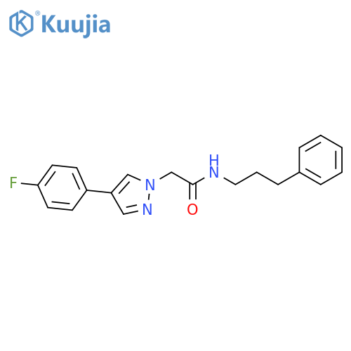 2-[4-(4-fluorophenyl)-1H-pyrazol-1-yl]-N-(3-phenylpropyl)acetamide structure