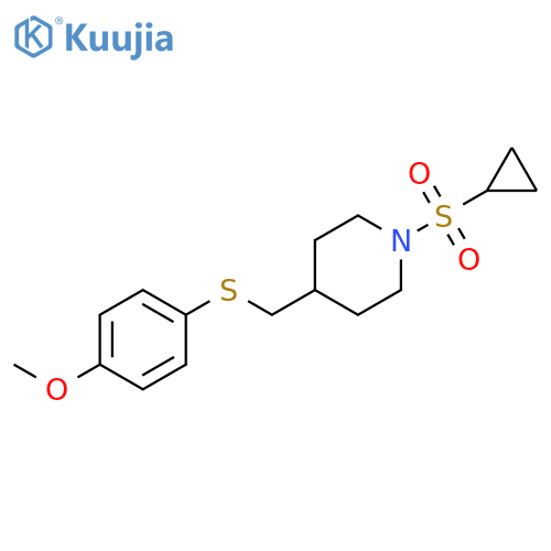 1-(cyclopropanesulfonyl)-4-{[(4-methoxyphenyl)sulfanyl]methyl}piperidine structure