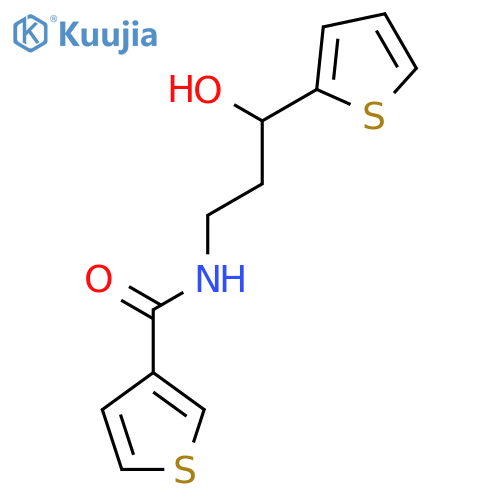 N-3-hydroxy-3-(thiophen-2-yl)propylthiophene-3-carboxamide structure