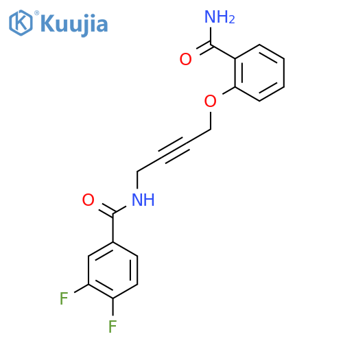 N-4-(2-carbamoylphenoxy)but-2-yn-1-yl-3,4-difluorobenzamide structure