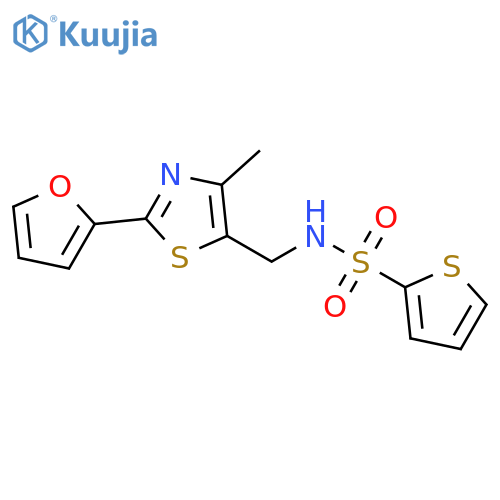 N-{[2-(furan-2-yl)-4-methyl-1,3-thiazol-5-yl]methyl}thiophene-2-sulfonamide structure