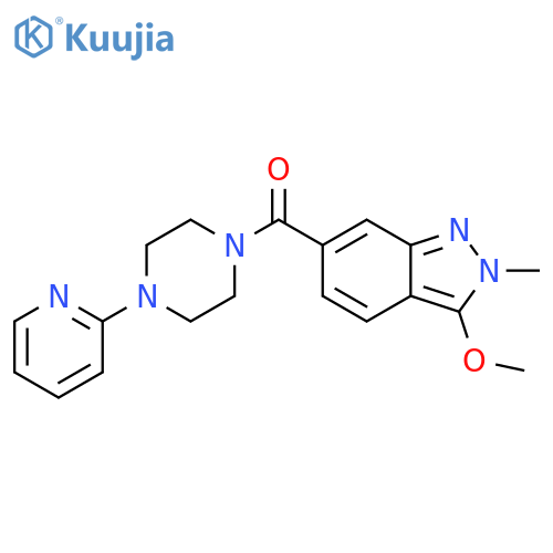 3-methoxy-2-methyl-6-[4-(pyridin-2-yl)piperazine-1-carbonyl]-2H-indazole structure
