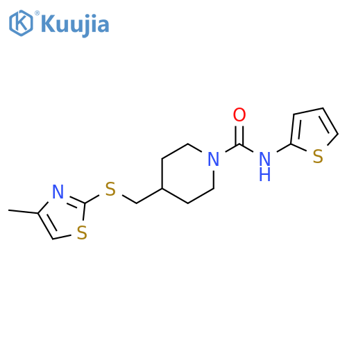 4-{[(4-methyl-1,3-thiazol-2-yl)sulfanyl]methyl}-N-(thiophen-2-yl)piperidine-1-carboxamide structure