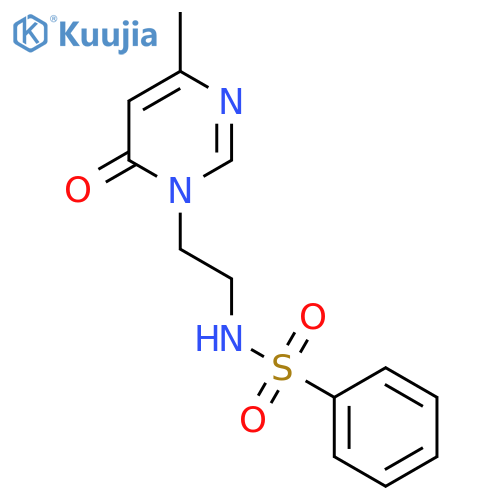 N-2-(4-methyl-6-oxo-1,6-dihydropyrimidin-1-yl)ethylbenzenesulfonamide structure