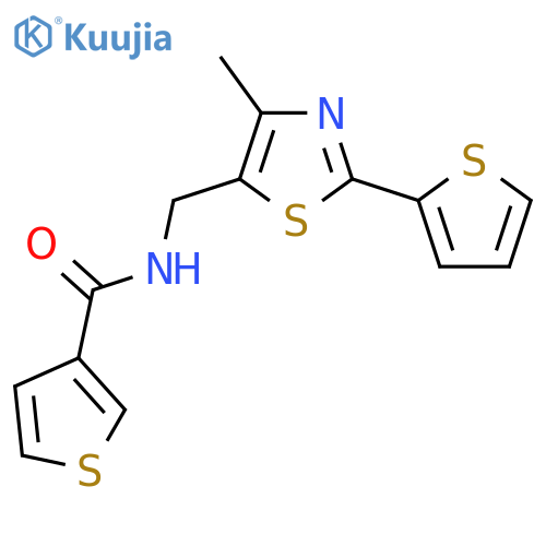 N-{4-methyl-2-(thiophen-2-yl)-1,3-thiazol-5-ylmethyl}thiophene-3-carboxamide structure