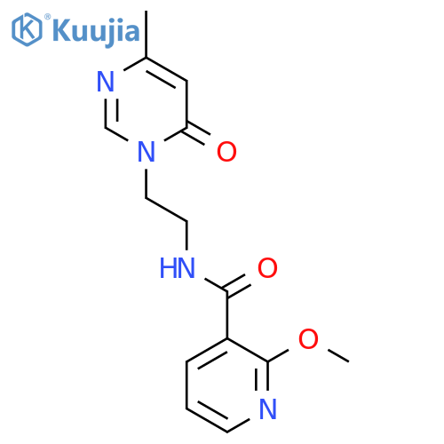 2-methoxy-N-2-(4-methyl-6-oxo-1,6-dihydropyrimidin-1-yl)ethylpyridine-3-carboxamide structure