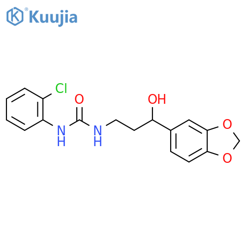 3-3-(2H-1,3-benzodioxol-5-yl)-3-hydroxypropyl-1-(2-chlorophenyl)urea structure