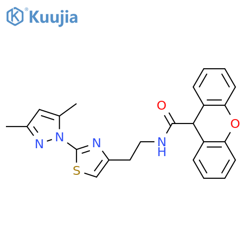 N-{2-[2-(3,5-dimethyl-1H-pyrazol-1-yl)-1,3-thiazol-4-yl]ethyl}-9H-xanthene-9-carboxamide structure