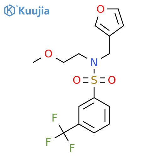 N-(furan-3-yl)methyl-N-(2-methoxyethyl)-3-(trifluoromethyl)benzene-1-sulfonamide structure